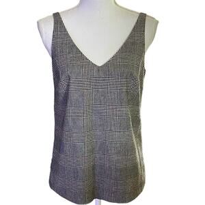 Banana Republic Size XS Plaid Double Deep V Cami Tank Top Wool Blend Lined